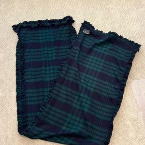 Tartan wool scarf with ruffle detail